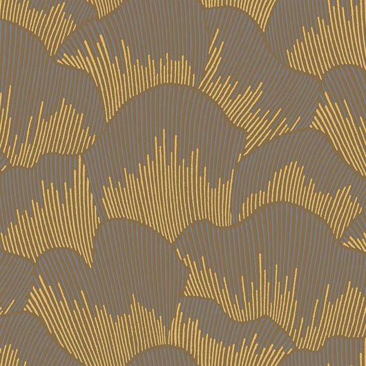 Обои "Wave" (Волна) ART. QTR7 012 морская волна насыщенного коричневого цвета с золотыми элементами разбивающаяся о причал